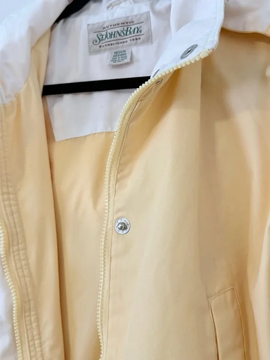 Vintage 90’s Butter Yellow St.John's Bay Hooded Anorak Utility Jacket Womens M - Picture 6 of 14